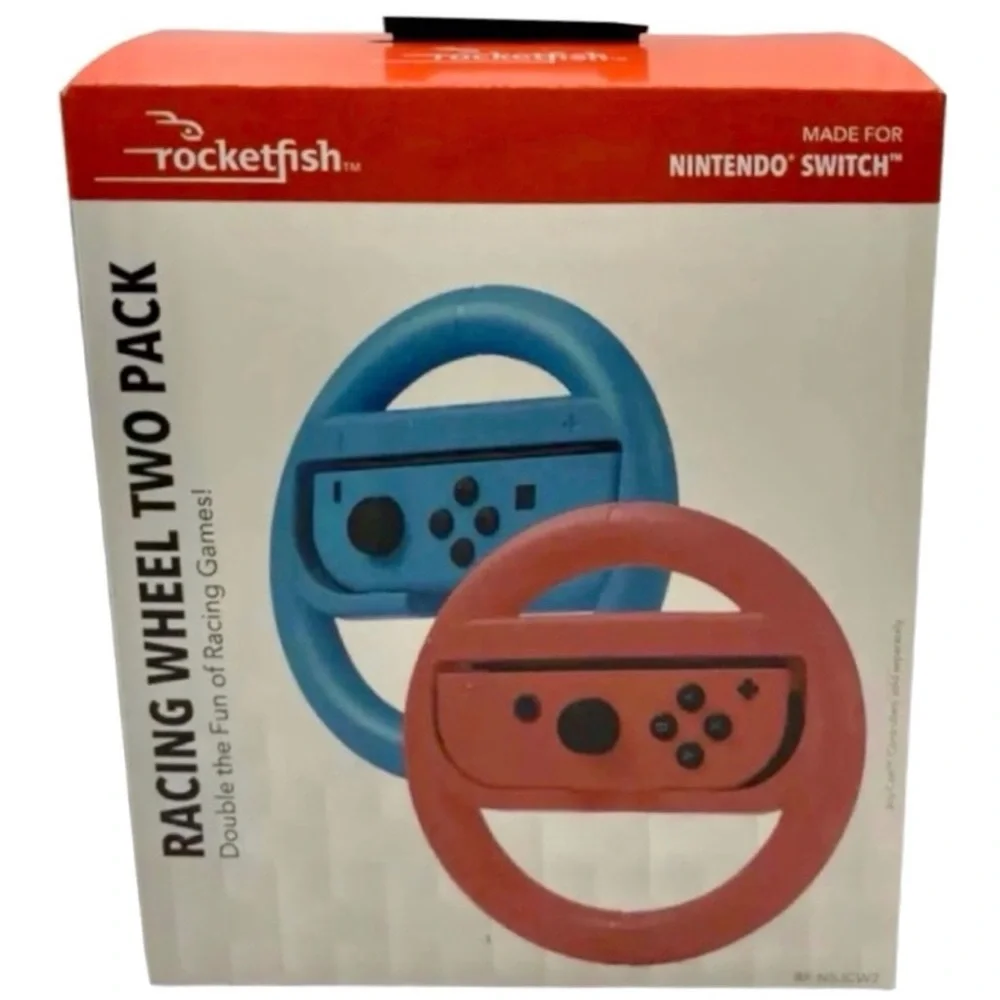 Rocketfish Joy Con Racing Steering Wheel 2 Pk. for Nintendo Switch Red/Blue- NWT